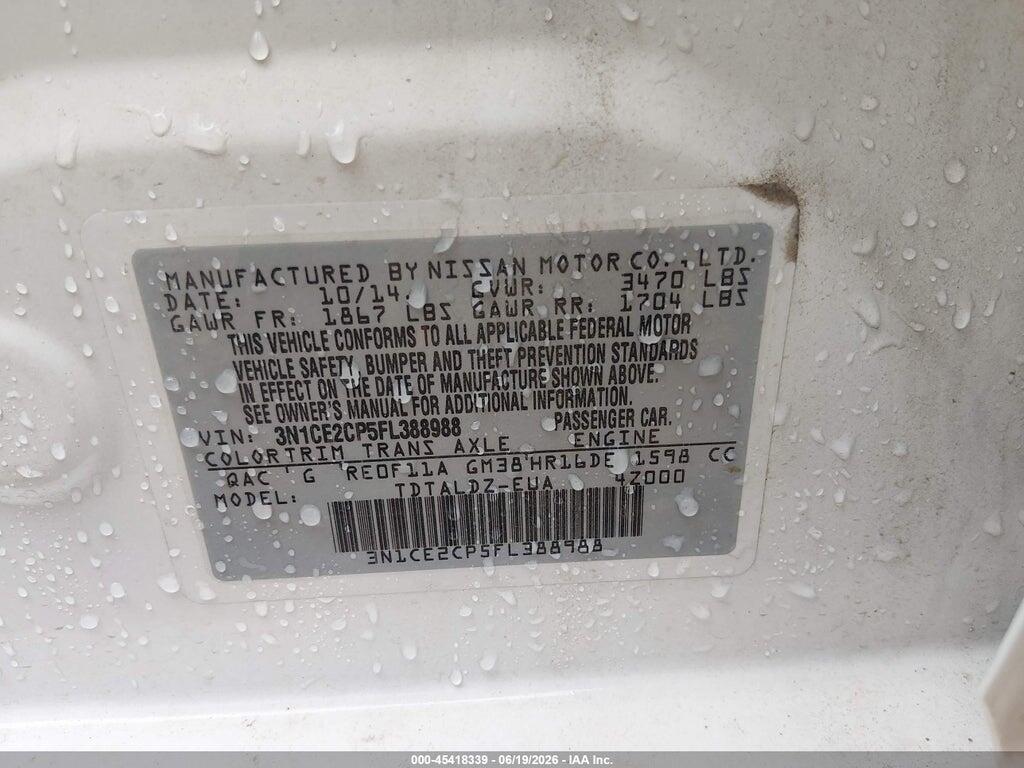 3N1CE2CP5FL388988 2015 NISSAN VERSA NOTE photo no. 9