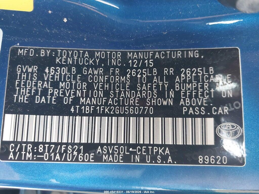 4T1BF1FK2GU560770 2016 TOYOTA CAMRY photo no. 9