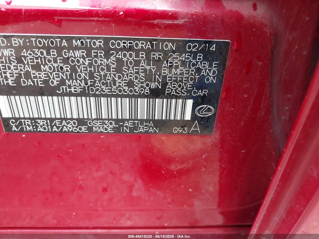 JTHBF1D23E5030398 2014 LEXUS IS 250 photo no. 9