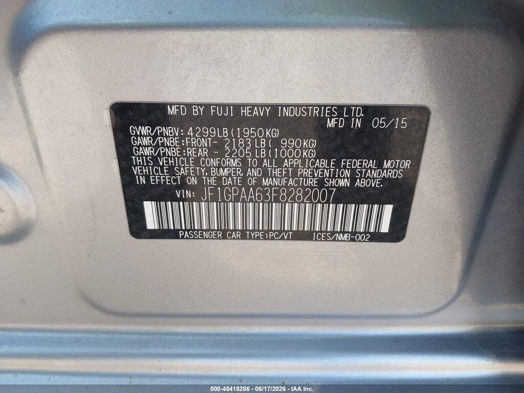 JF1GPAA63F8282007 2015 SUBARU IMPREZA photo no. 9