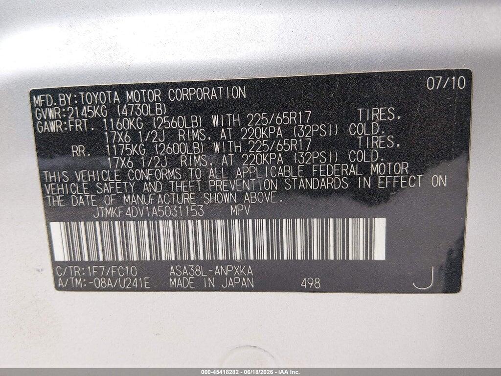 JTMKF4DV1A5031153 2010 TOYOTA RAV4 photo no. 9