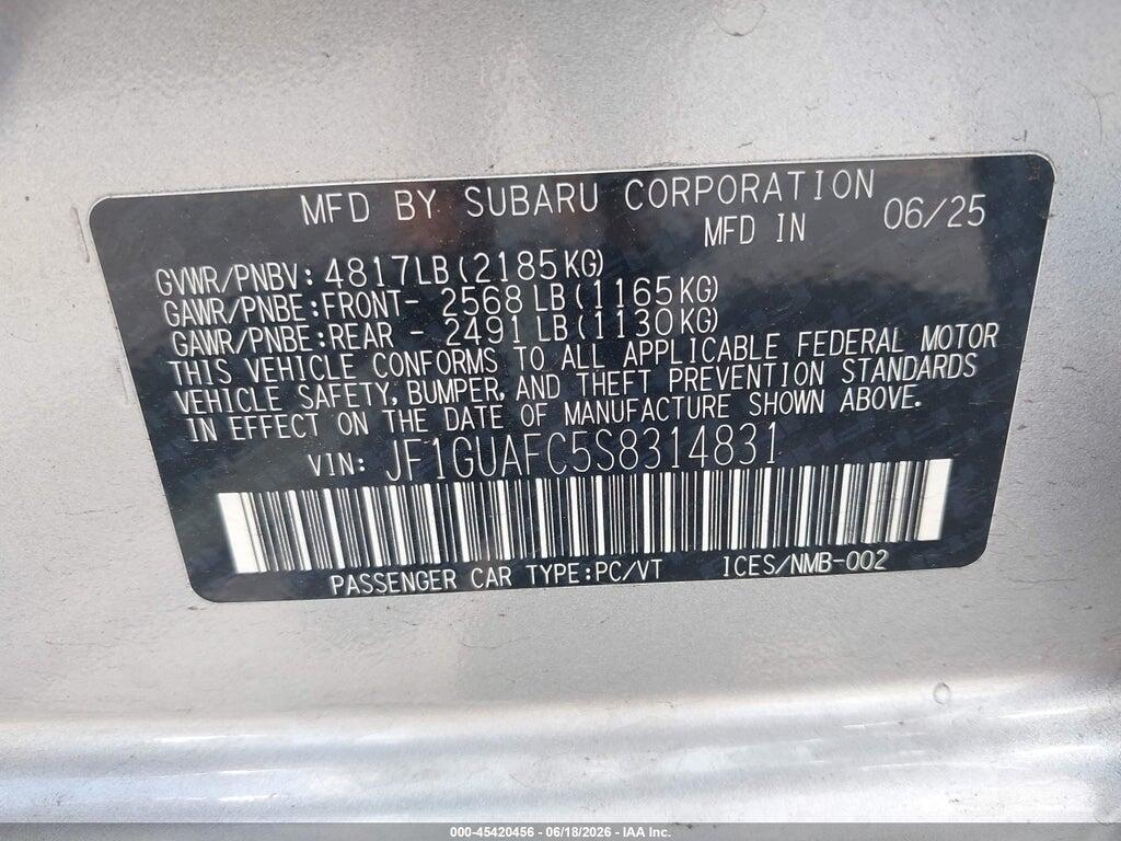 JF1GUAFC5S8314831 2025 SUBARU IMPREZA photo no. 9