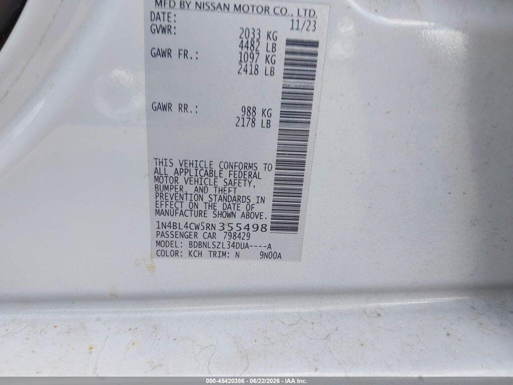 1N4BL4CW5RN355498 2024 NISSAN ALTIMA photo no. 9