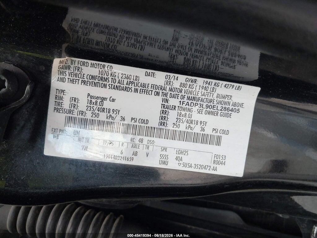 1FADP3L90EL286405 2014 FORD FOCUS ST photo no. 9