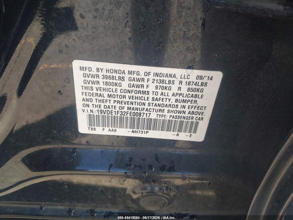 19VDE1F32FE008717 2015 ACURA ILX photo no. 9