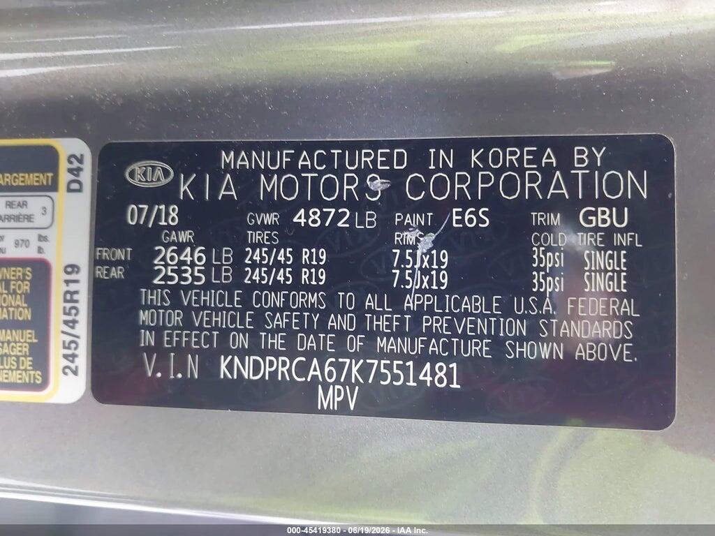 KNDPRCA67K7551481 2019 KIA SPORTAGE photo no. 9