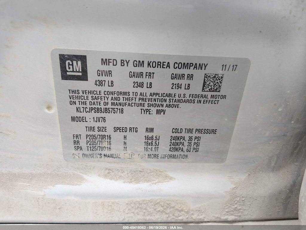KL7CJPSB9JB575718 2018 CHEVROLET TRAX photo no. 9