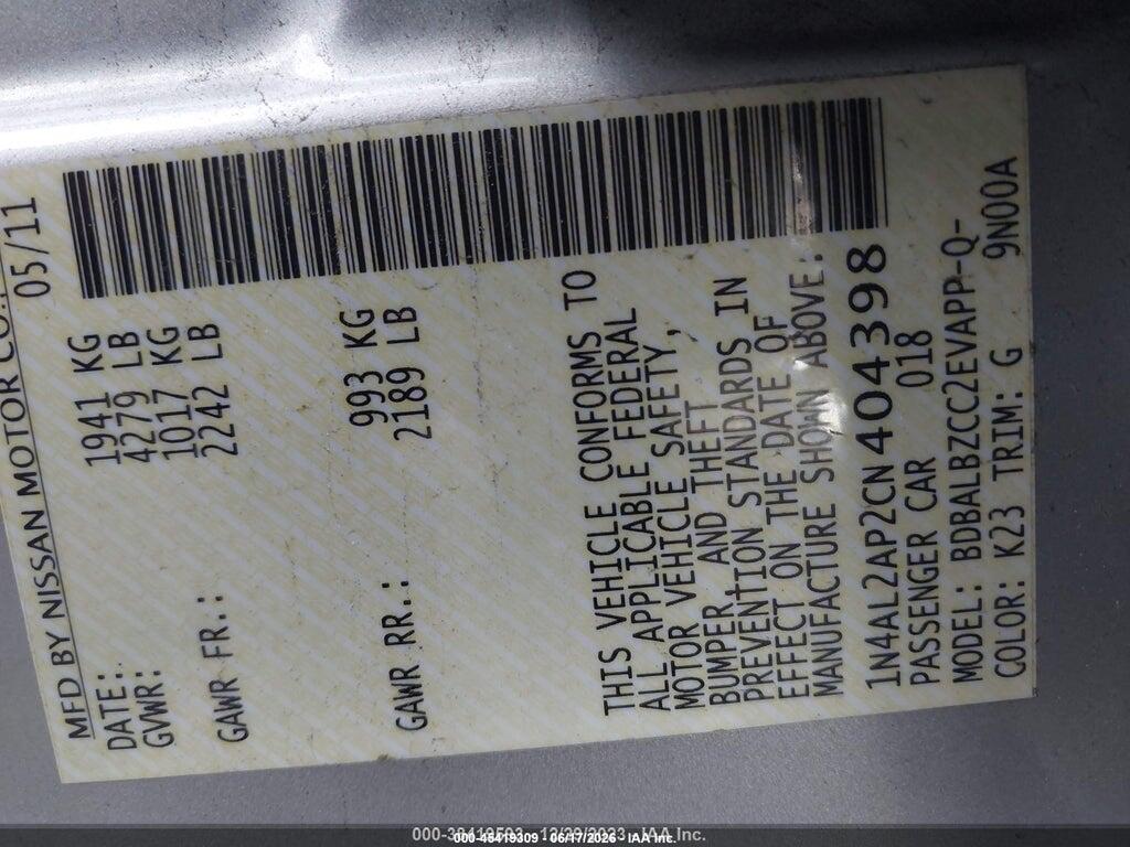 1N4AL2AP2CN404398 2012 NISSAN ALTIMA photo no. 9