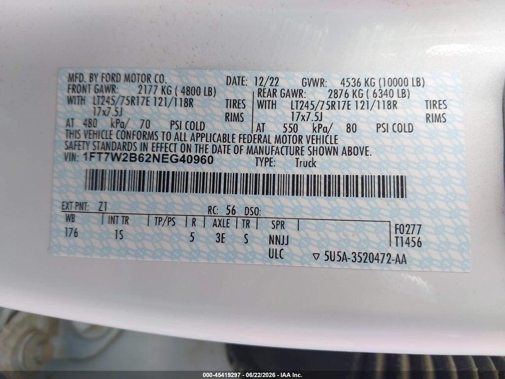 1FT7W2B62NEG40960 2022 FORD F-250 photo no. 9