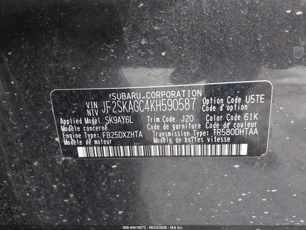 JF2SKAGC4KH590587 2019 SUBARU FORESTER photo no. 9