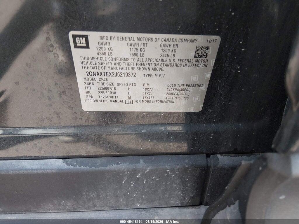 2GNAXTEX2J6219372 2018 CHEVROLET EQUINOX photo no. 9