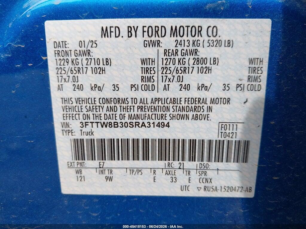 3FTTW8B30SRA31494 2025 FORD MAVERICK photo no. 9