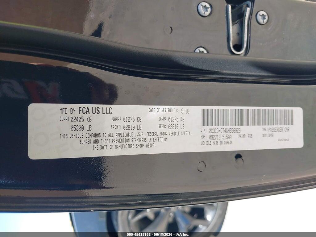 2C3CDXCT4GH356929 2016 DODGE CHARGER photo no. 9