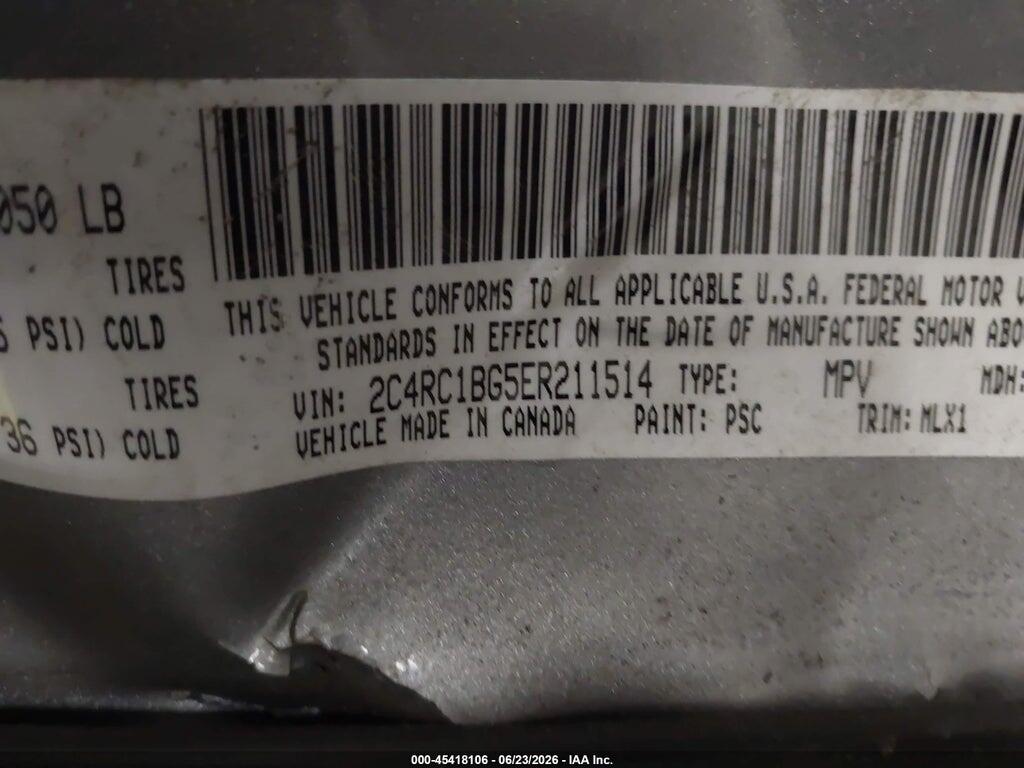 2C4RC1BG5ER211514 2014 CHRYSLER TOWN & COUNTRY photo no. 9