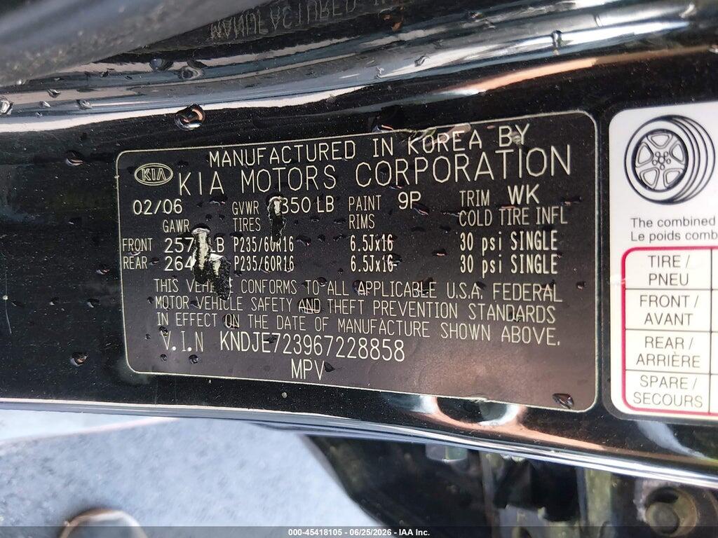 KNDJE723967228858 2006 KIA SPORTAGE photo no. 9