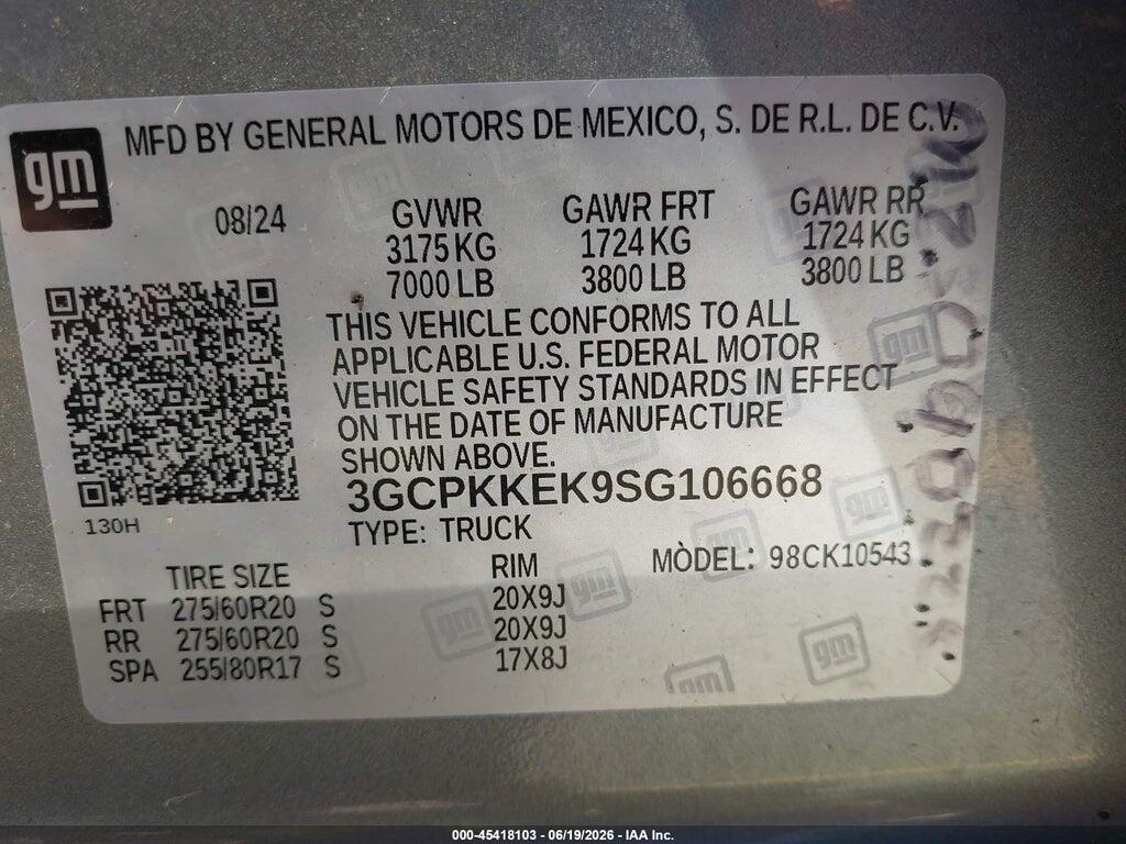 3GCPKKEK9SG106668 2025 CHEVROLET SILVERADO 1500 photo no. 9