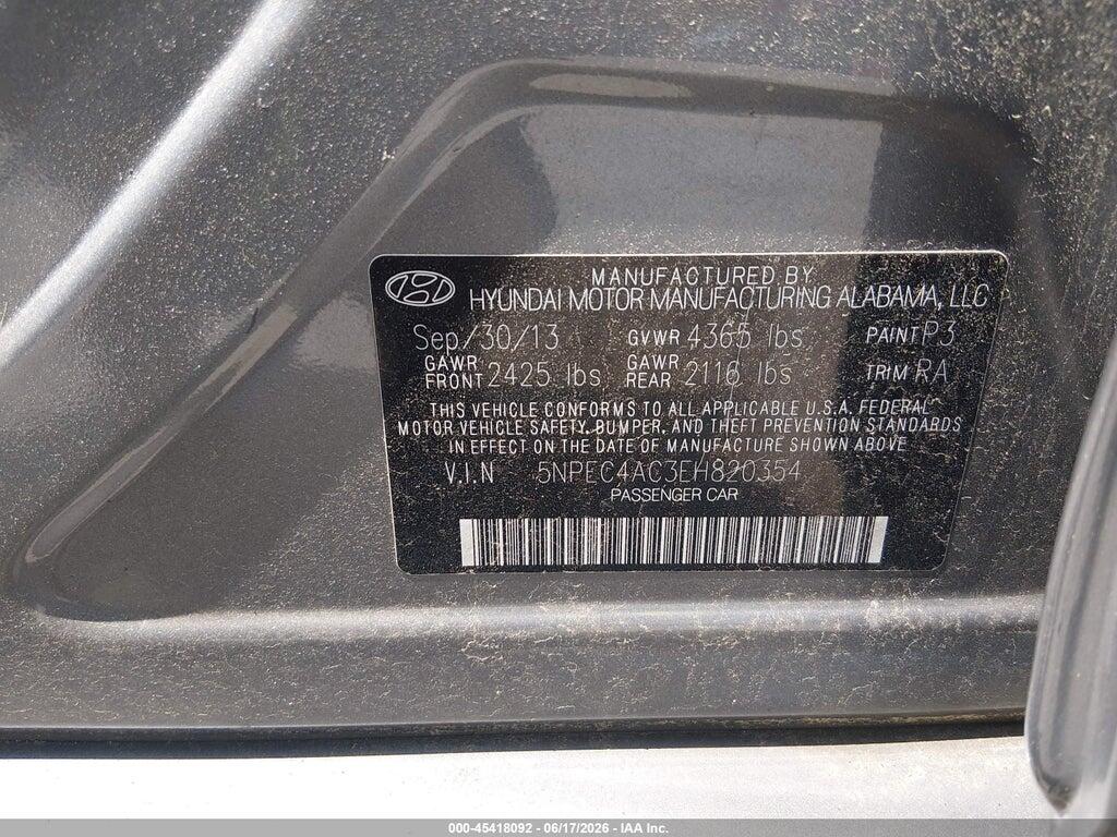 5NPEC4AC3EH820354 2014 HYUNDAI SONATA photo no. 9