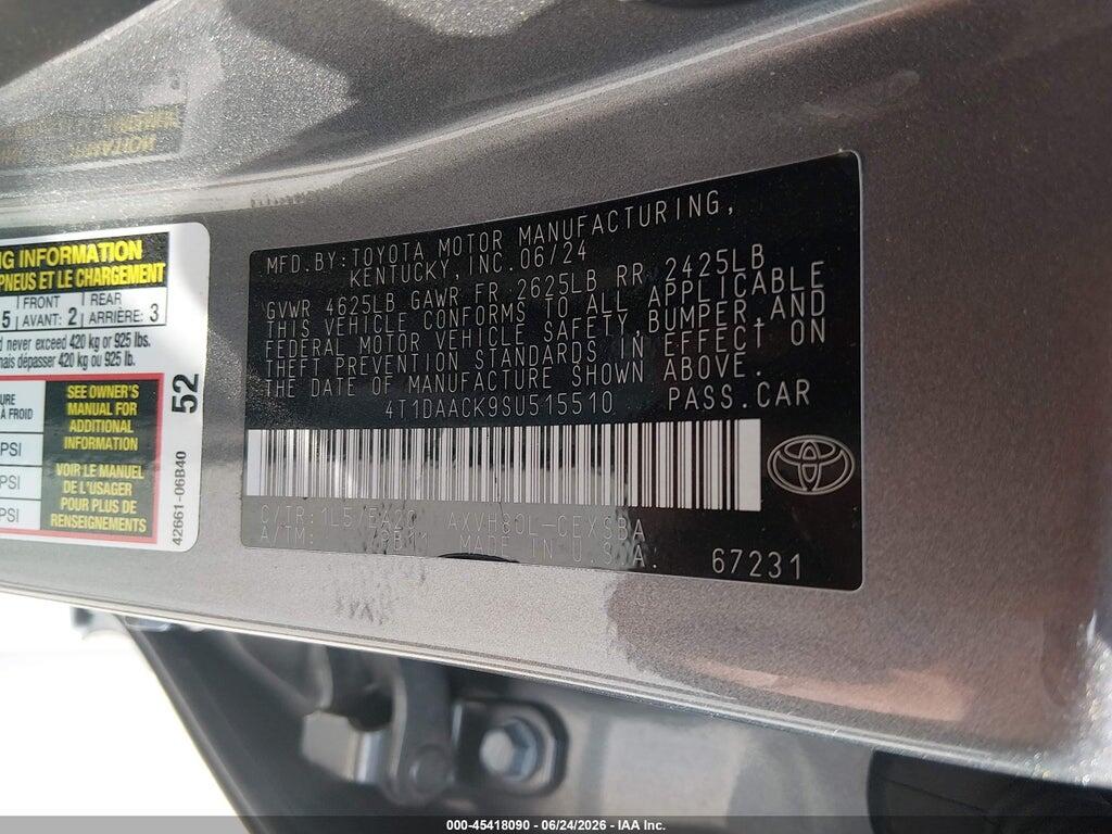 4T1DAACK9SU515510 2025 TOYOTA CAMRY photo no. 9