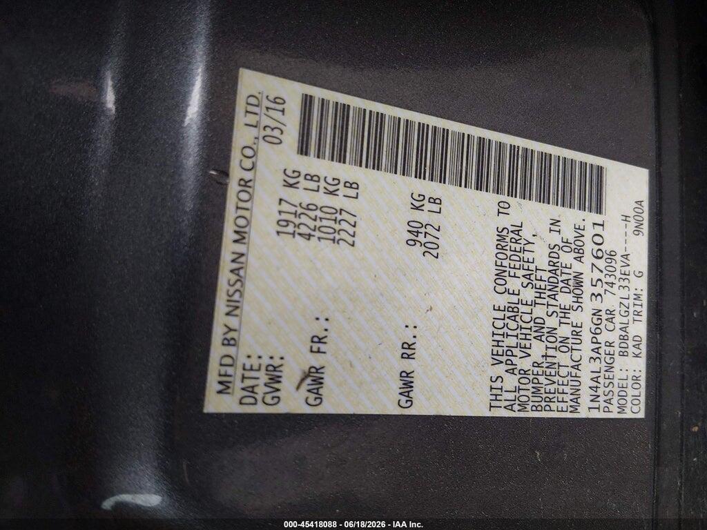 1N4AL3AP6GN357601 2016 NISSAN ALTIMA photo no. 9