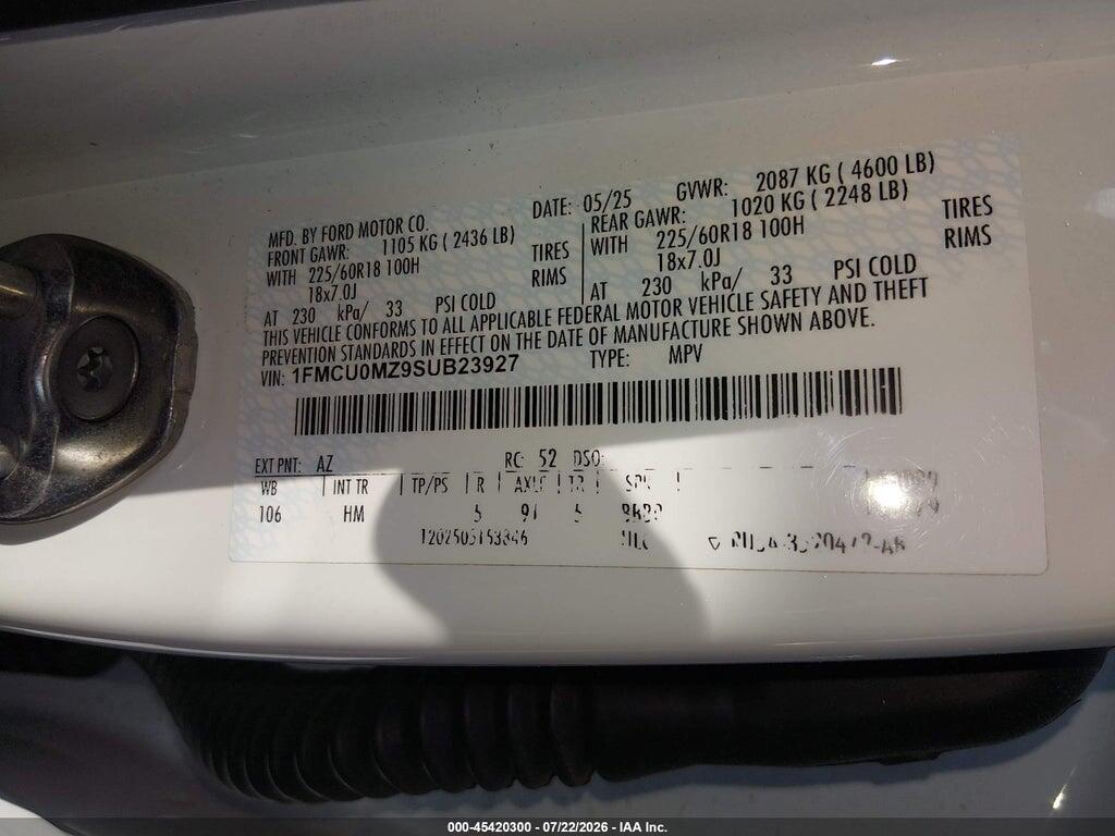 1FMCU0MZ9SUB23927 2025 FORD ESCAPE photo no. 8