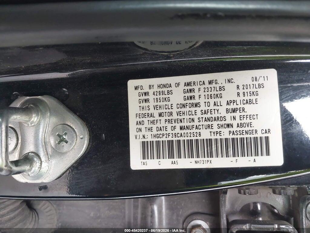 1HGCP2F39CA002528 2012 HONDA ACCORD photo no. 9