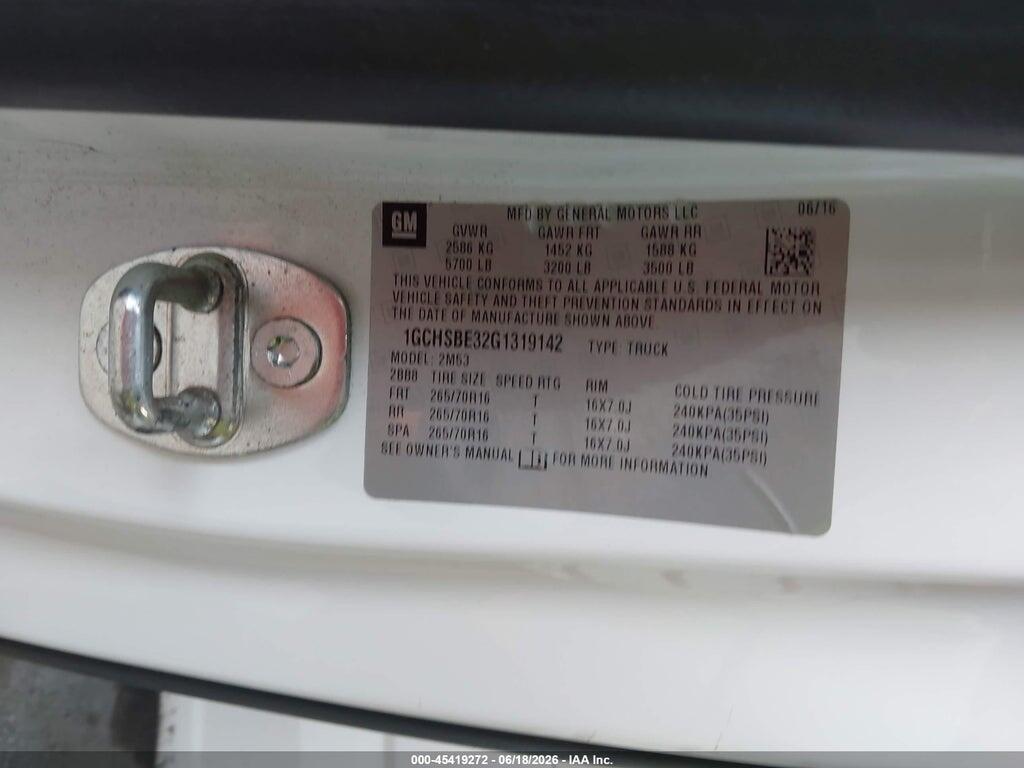 1GCHSBE32G1319142 2016 CHEVROLET COLORADO photo no. 9