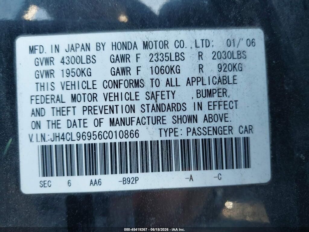 JH4CL96956C010866 2006 ACURA TSX photo no. 9
