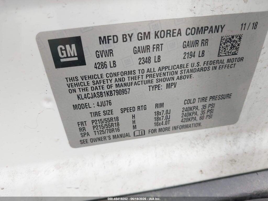 KL4CJASB1KB790957 2019 BUICK ENCORE photo no. 9