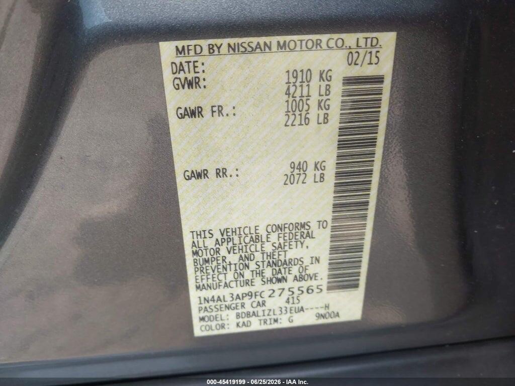 1N4AL3AP9FC275565 2015 NISSAN ALTIMA photo no. 9