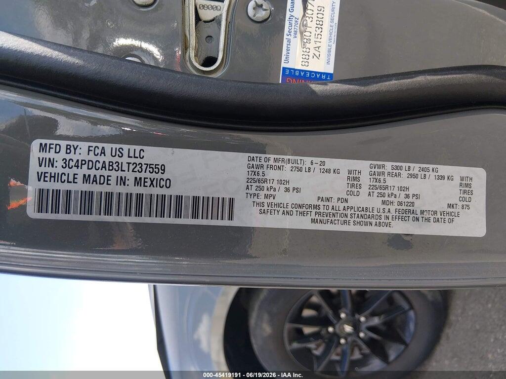 3C4PDCAB3LT237559 2020 DODGE JOURNEY photo no. 9