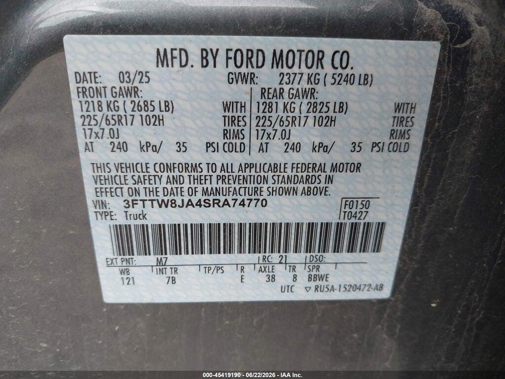 3FTTW8JA4SRA74770 2025 FORD MAVERICK photo no. 9