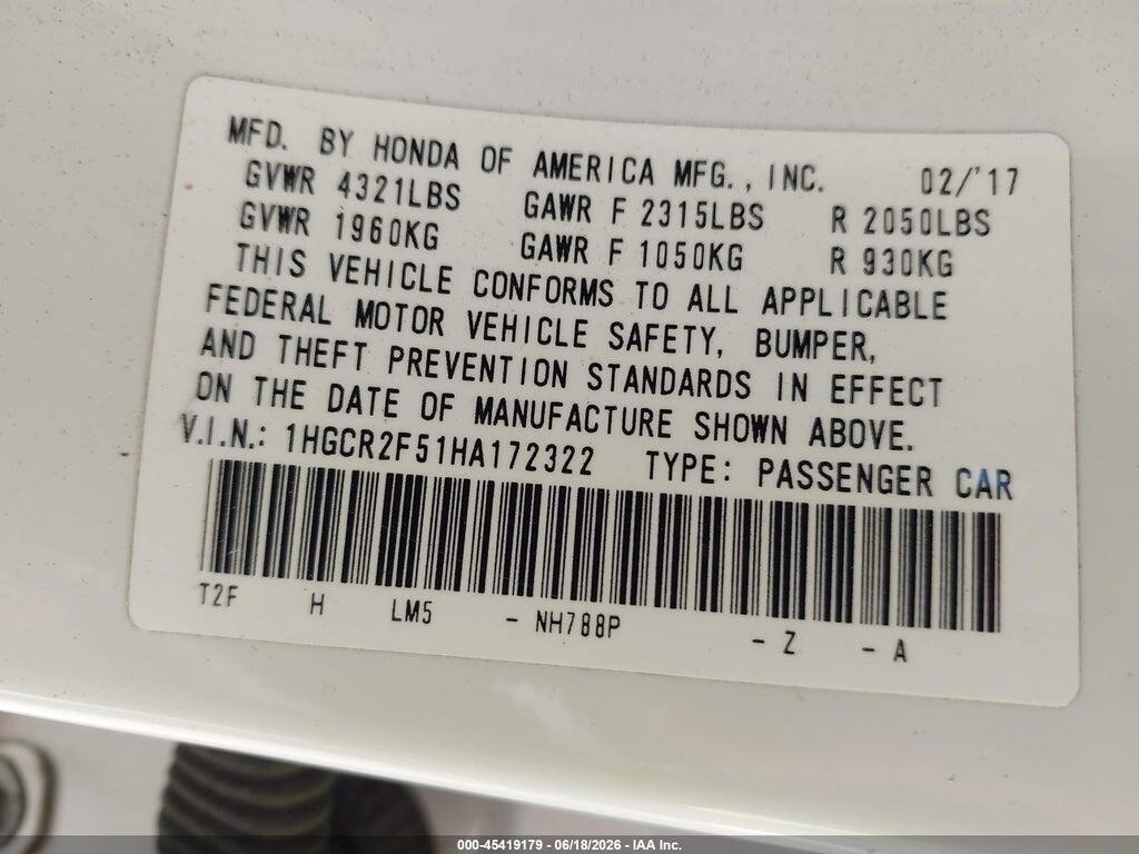 1HGCR2F51HA172322 2017 HONDA ACCORD photo no. 9