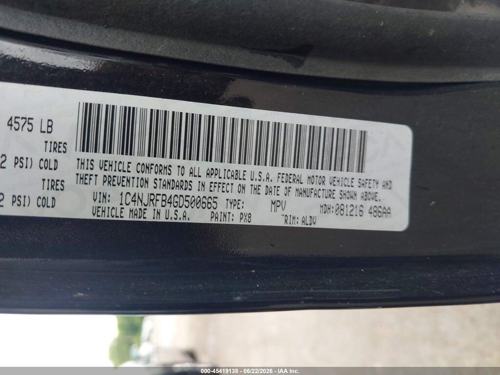 1C4NJRFB4GD500665 2016 JEEP PATRIOT photo no. 9