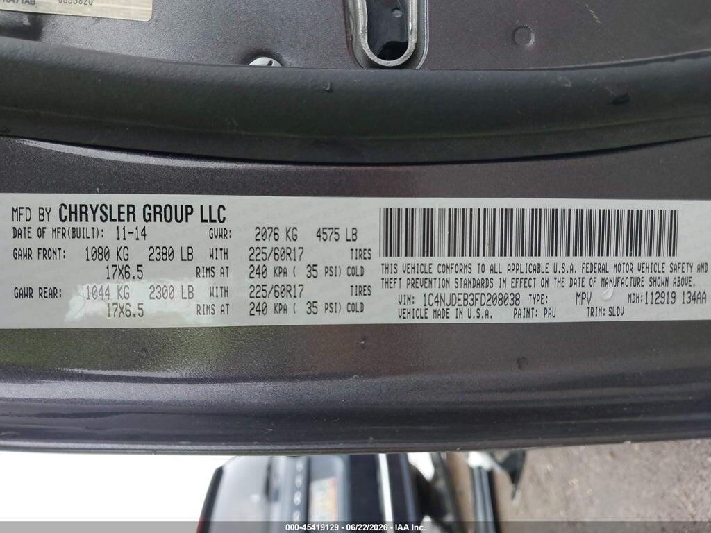 1C4NJDEB3FD208038 2015 JEEP COMPASS photo no. 9
