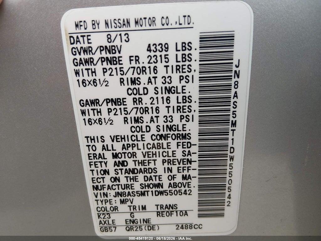 JN8AS5MT1DW550542 2013 NISSAN ROGUE photo no. 9