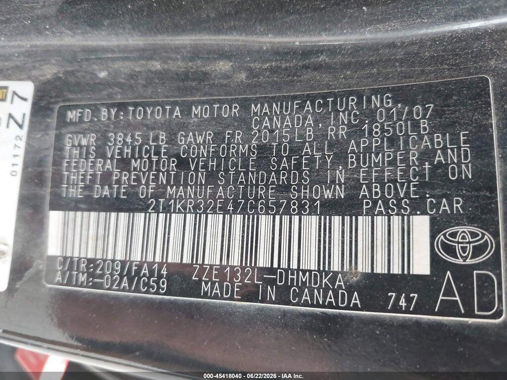 2T1KR32E47C657831 2007 TOYOTA MATRIX photo no. 9