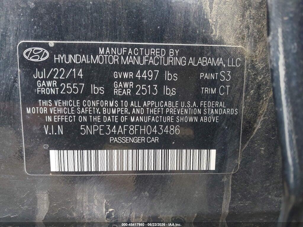 5NPE34AF8FH043486 2015 HYUNDAI SONATA photo no. 9
