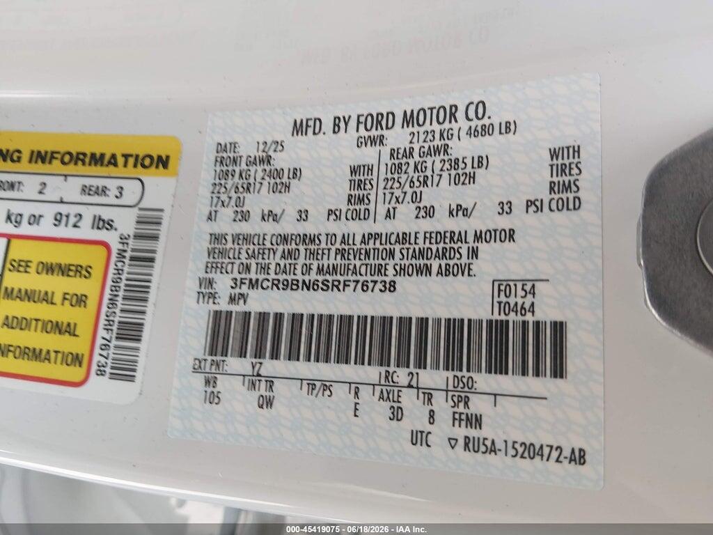 3FMCR9BN6SRF76738 2025 FORD BRONCO SPORT photo no. 9