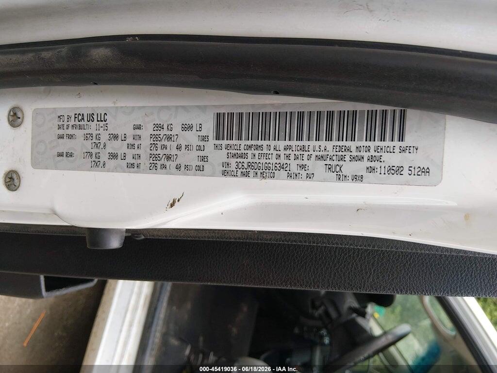 3C6JR6DG1GG163421 2016 RAM 1500 photo no. 9