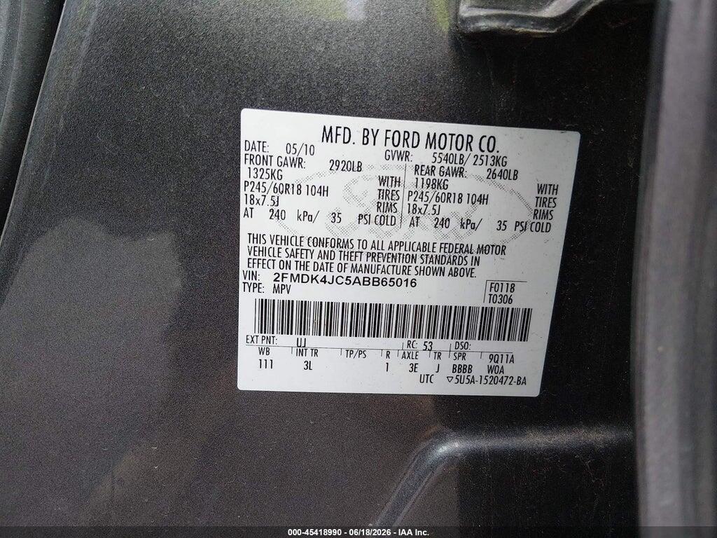 2FMDK4JC5ABB65016 2010 FORD EDGE photo no. 9