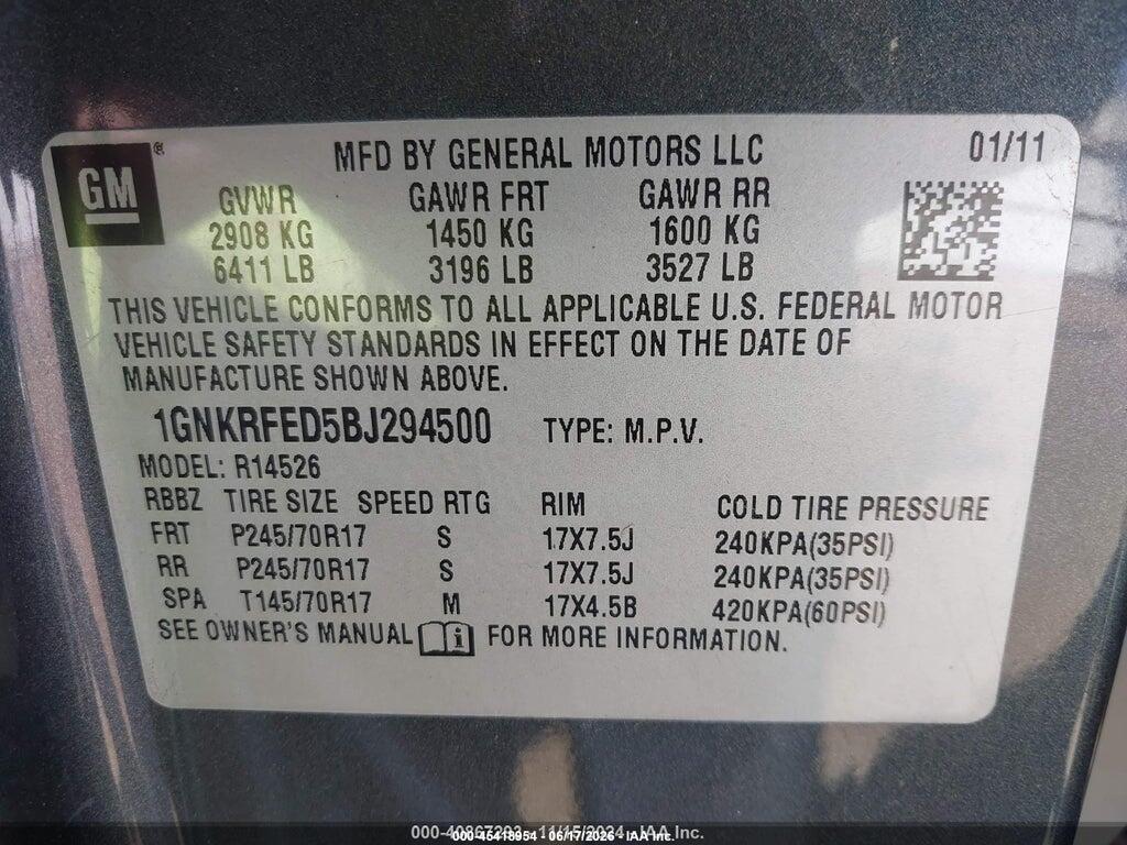 1GNKRFED5BJ294500 2011 CHEVROLET TRAVERSE photo no. 9