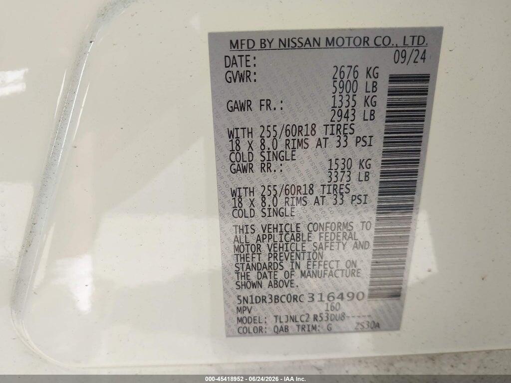 5N1DR3BC0RC316490 2024 NISSAN PATHFINDER photo no. 9