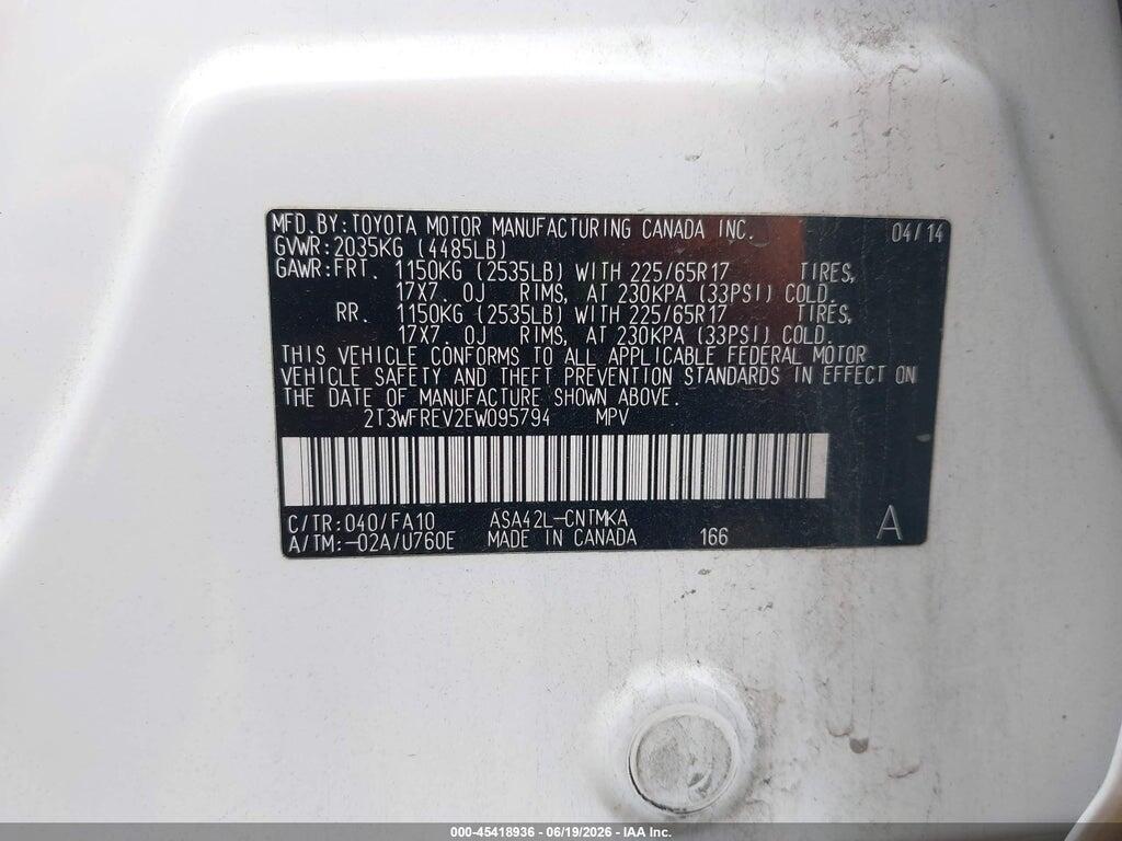 2T3WFREV2EW095794 2014 TOYOTA RAV4 photo no. 9