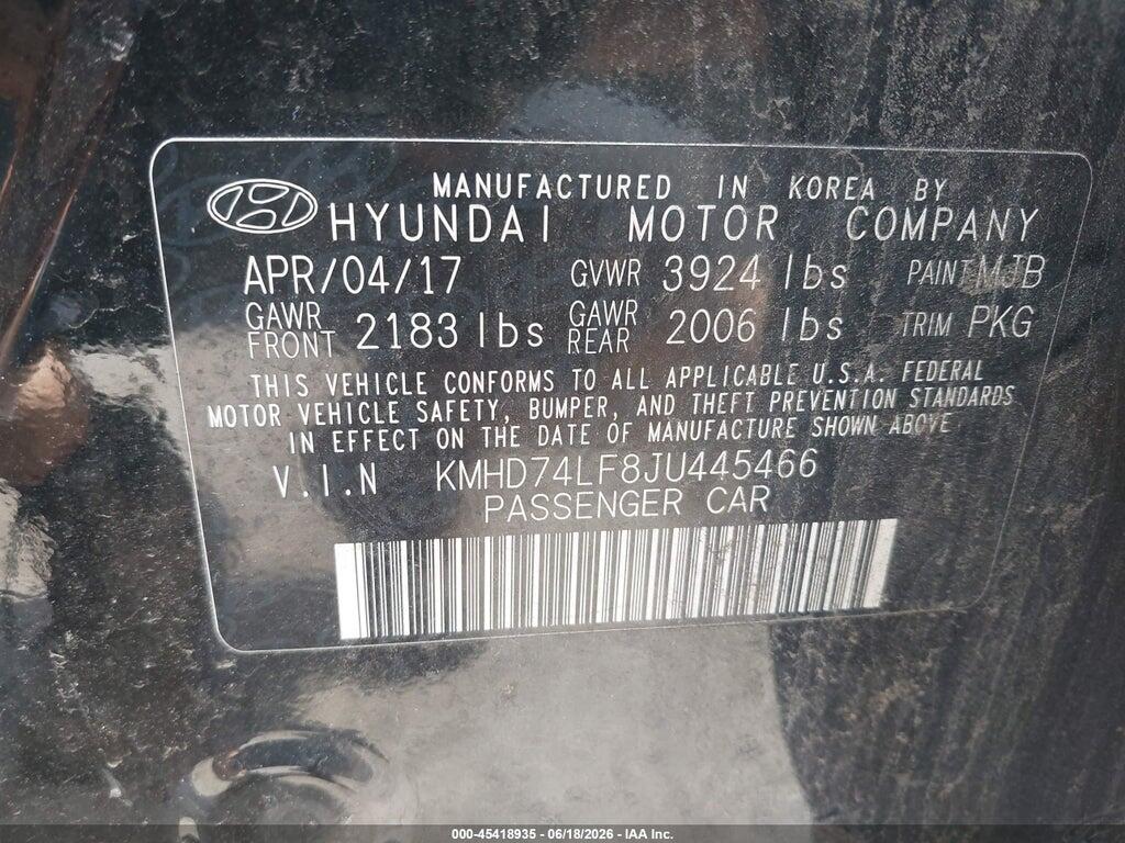 KMHD74LF8JU445466 2018 HYUNDAI ELANTRA photo no. 9