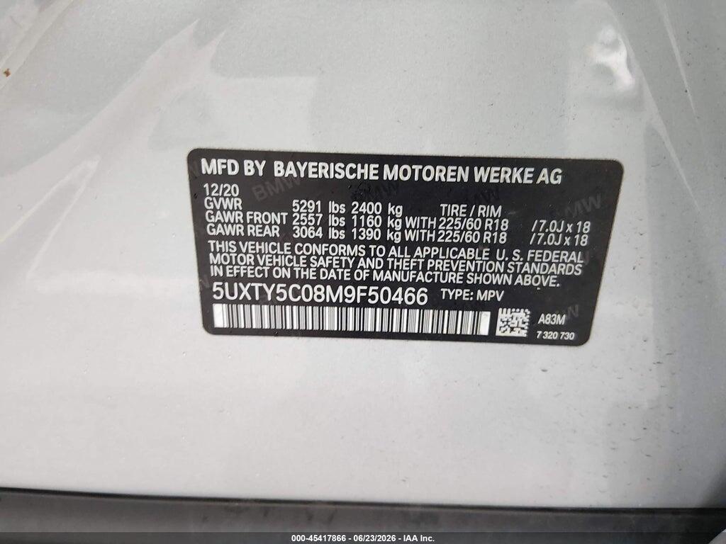 5UXTY5C08M9F50466 2021 BMW X3 photo no. 9