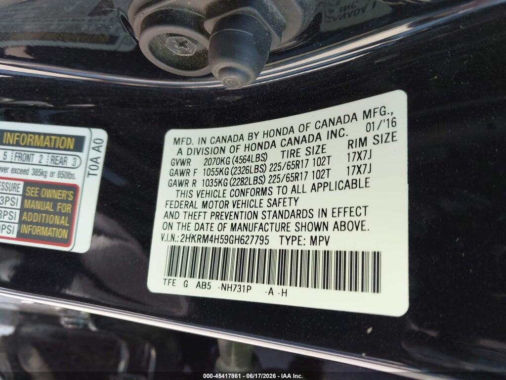 2HKRM4H59GH627795 2016 HONDA CR-V photo no. 9