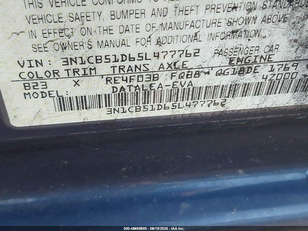 3N1CB51D65L477762 2005 NISSAN SENTRA photo no. 9