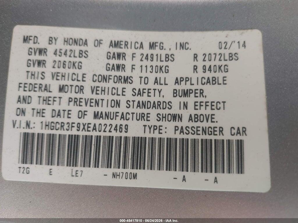 1HGCR3F9XEA022469 2014 HONDA ACCORD photo no. 9