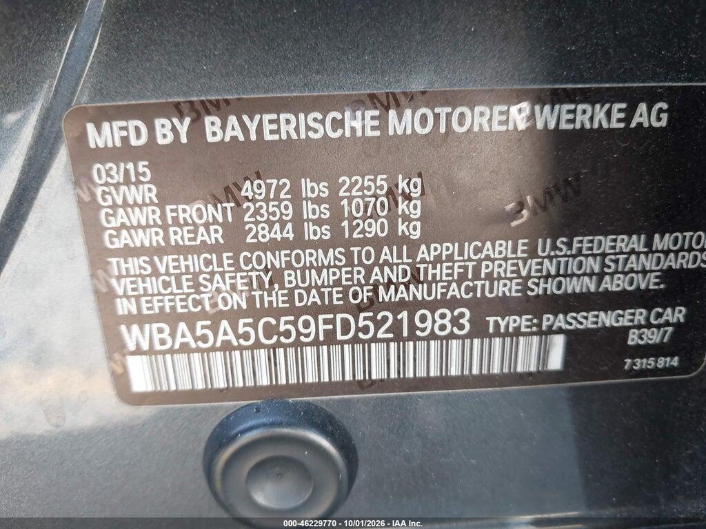 2015 BMW 528I — Фото 9 из 16