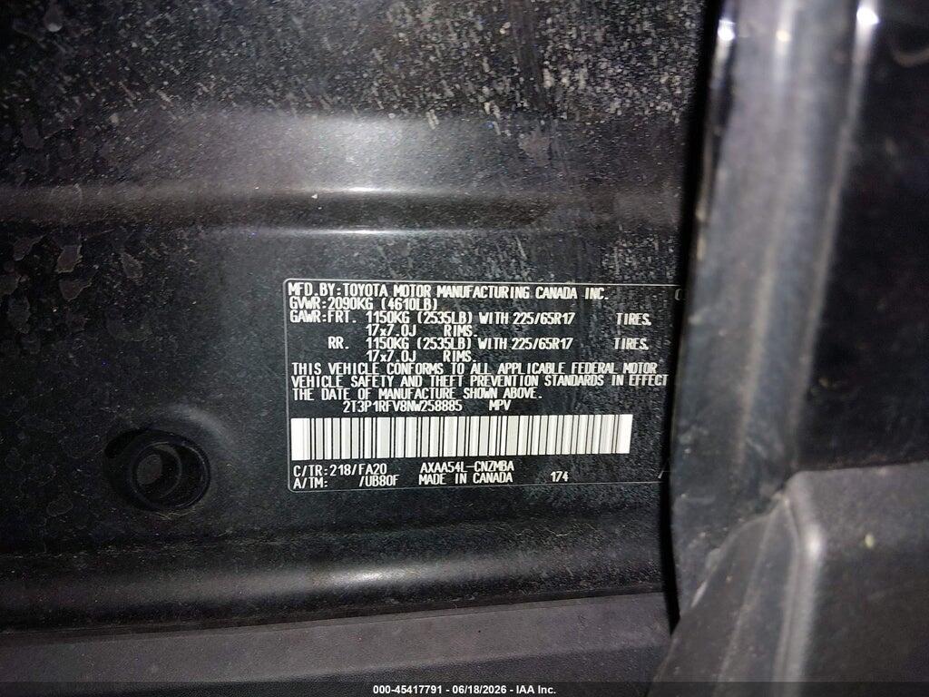 2T3P1RFV8NW258885 2022 TOYOTA RAV4 photo no. 9